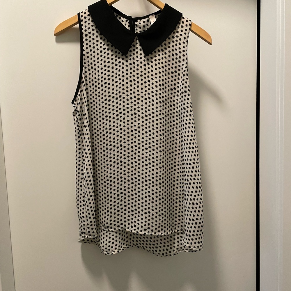 Teenplo Black and White Peter Pan Collar Blouse